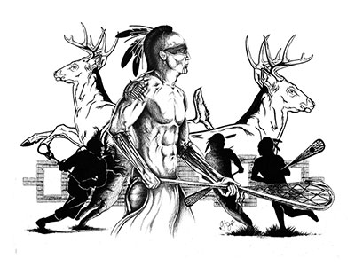 Traditional Lacrosse Player with Deer Clan (2013)